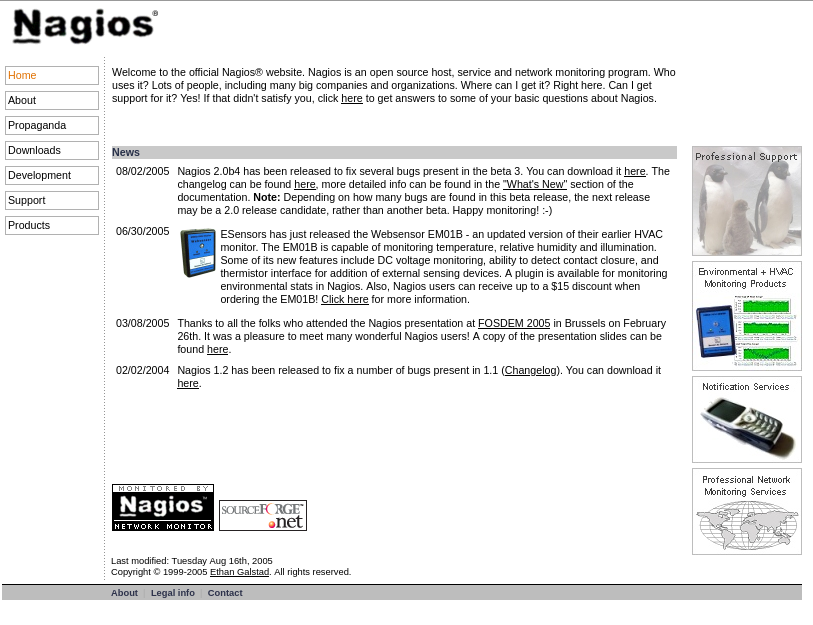 Nagios snapshot in 2006